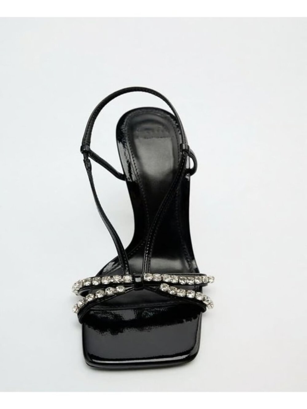 Zara Womens Heeled Sandals EU 38 US 7.5 Black Rhinestone Strappy 3325/910 NWT